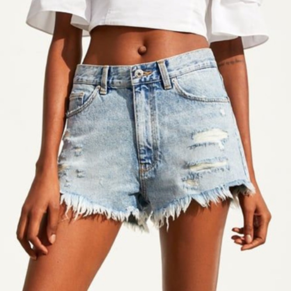 Zara High Rise Denim Shorts